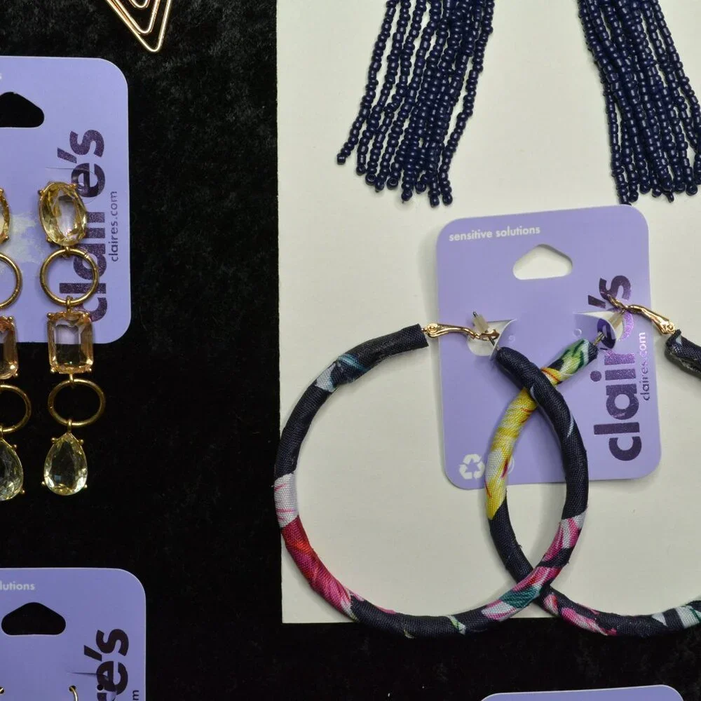 Lot of New Claire's Icing Sensitive Hypoallergenic Big Statement Dangle Earrings